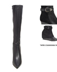 Paris Leather Lamb Suede 3-in-1 Wedge Dress Boot: Effortlessly Stylish and Versatile