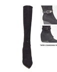 Paris2- Faux Suede Wedge Boot: 3-in-1 Wedge Dress Boot: Stylish Versatility at Its Best