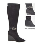 Paris2- Faux Suede Wedge Boot: 3-in-1 Wedge Dress Boot: Stylish Versatility at Its Best