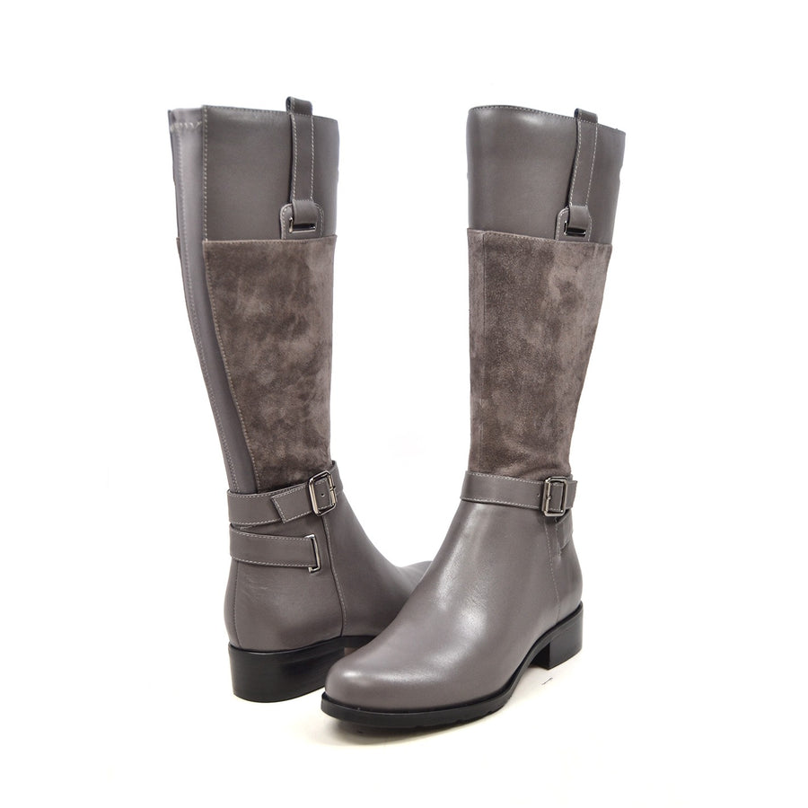 Gabi Leather & Suede Riding Boots with Fleece Lining - Versatile and Stylish for Day or Night Wear