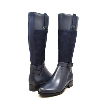 Gabi Leather & Suede Riding Boots with Fleece Lining - Versatile and Stylish for Day or Night Wear